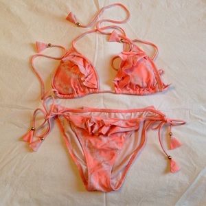 NWOT Victoria's Secret coral tie dye bikini